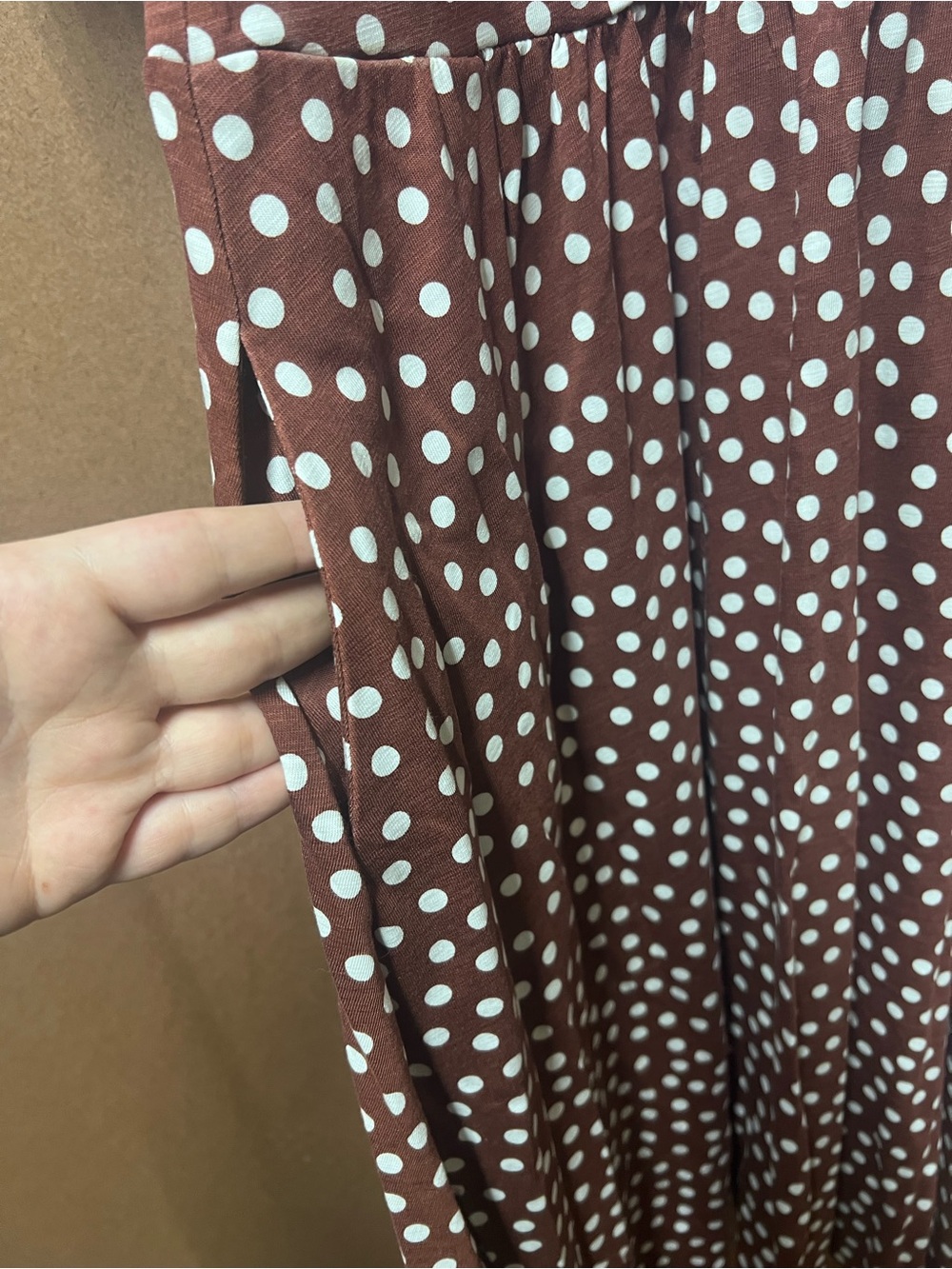 NWT- Boden Maddie Trim Jersey Dress Burgundy Red Polka Dot Flowy Maxi Dress 12P - Picture 5 of 8